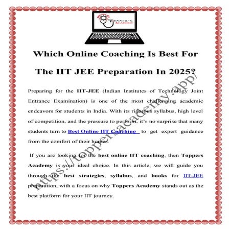 Which Online Coaching Is Best For The IIT JEE Preparation In 2025.pdf