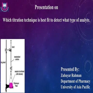 Which titration technique is best fit to detect what type of analyte?