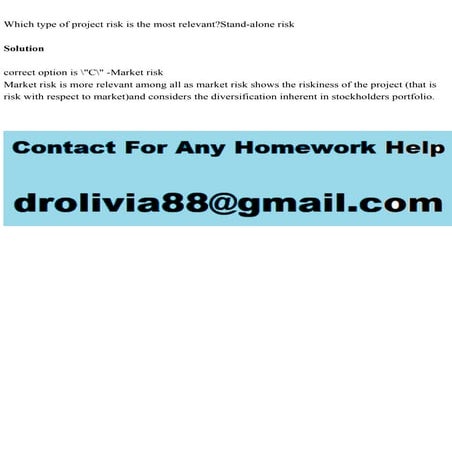 Which type of project risk is the most relevantStand-alone risk.pdf