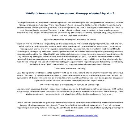 Hormone Replacement Therapy | PDF