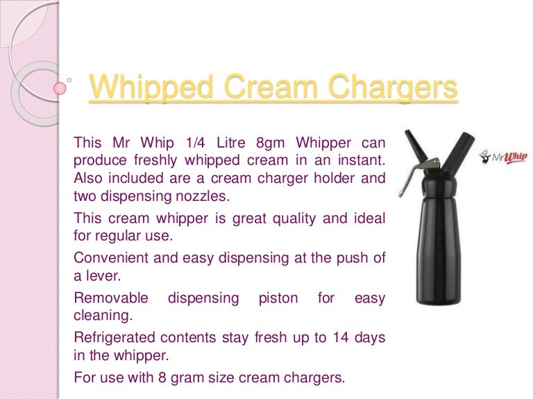 Whipped cream chargers