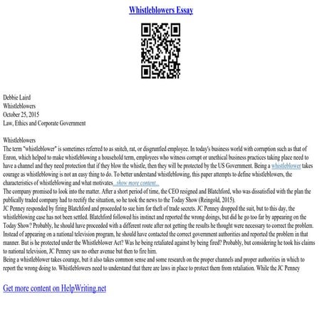 Whistleblowers Essay