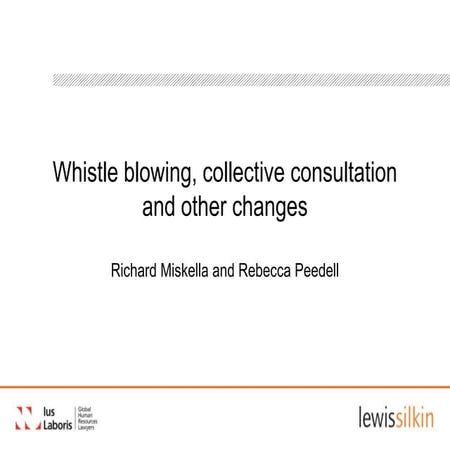 Whistleblowing and collective consultation changes