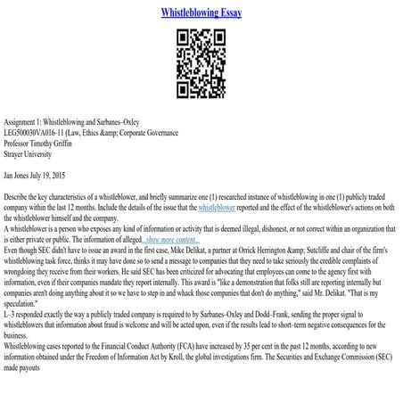 Whistleblowing Essay
