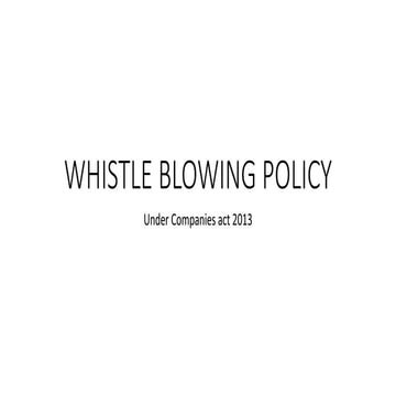 Whistle blowing policy | PPTX