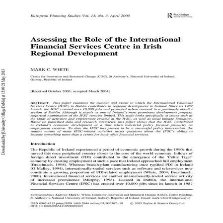 Assessing the role of the International Financial Services Centre in ...