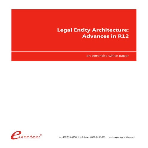  Legal Entity Architecture: Advances in R12