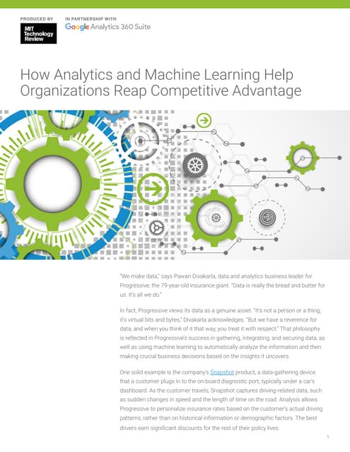 MIT report: How data analytics and machine learning reap competitive advantage.