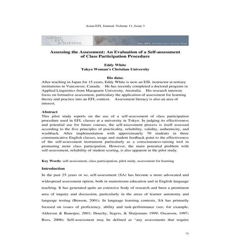 Assessing the Assessment: An Evaluation of a Self-Assessment of Class Participation Procedure