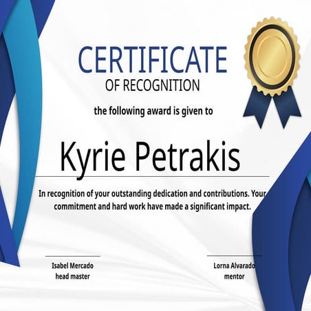 Certificate of Recognition for Outstanding Dedication and Contributions ...