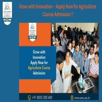 Grow with Innovation – Apply Now for Agriculture Course Admission | PDF
