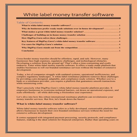 What is a White label money transfer software