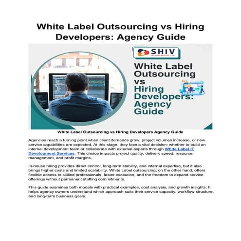 Agency Guide: White-Label Outsourcing vs In-House Hiring