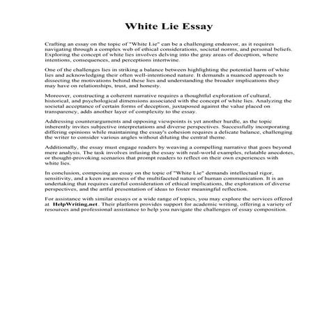 White Lie Essay. Nebraska Methodist College