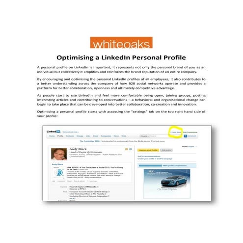 Whiteoaks Guide For LinkedIn Profiles