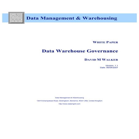 White Paper -  Data Warehouse Governance