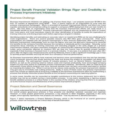 Project Benefit  Validation - Lean Six Sigma