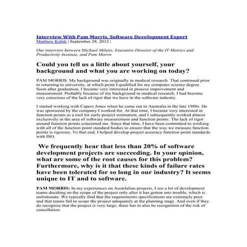 Whitepaper  interview with pam morris