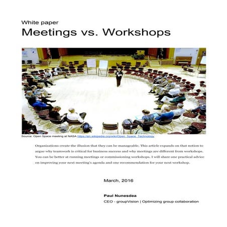 Whitepaper meetings vs.workshops