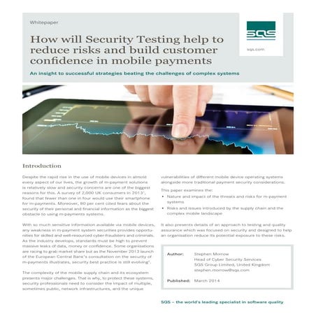 How to reduce security risks to ensure user confidence in m-payments