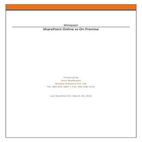 Whitepaper SharePoint Online vs SharePoint On-premise