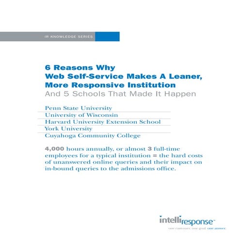 6 Reasons Why Web Self-Service Makes a Leaner, More Responsive Institution