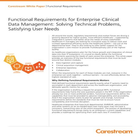 White paper: Functional Requirements for Enterprise Clinical Data Management:...
