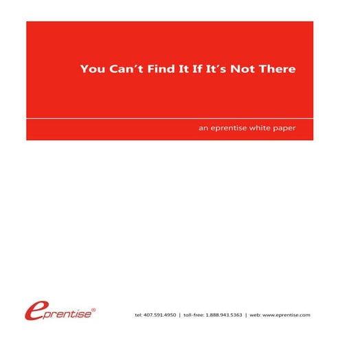 You Can’t Find It If It’s Not There