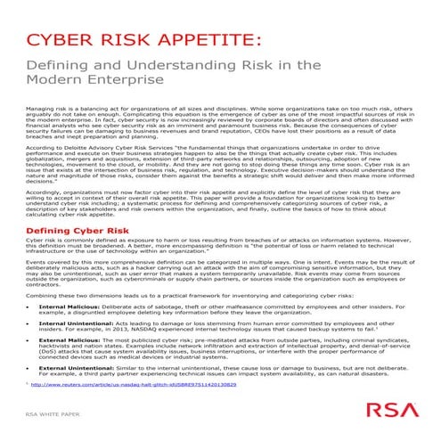 White paper cyber risk appetite  defining and understanding risk in the moder...