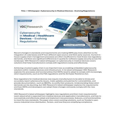 Whitepaper Cybersecurity in Medical Devices