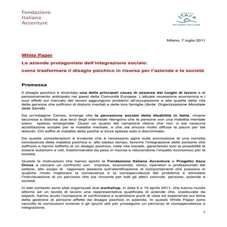 White paper disagio psichico