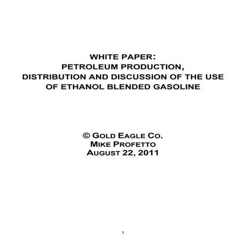 White Paper Ethanol Blended Gasoline