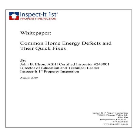 Whitepaper Home defects that impact energy bills
