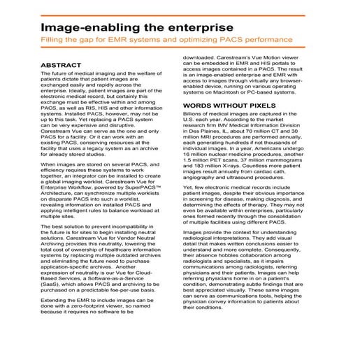 Image-enabling the Enterprise: Filling the gap for EMR systems and optimizing...