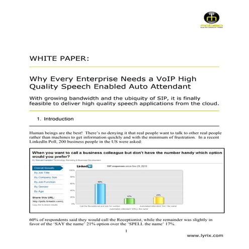 White Paper    In 2012 Why Every Enterprise Needs A World Class Speech Enable...