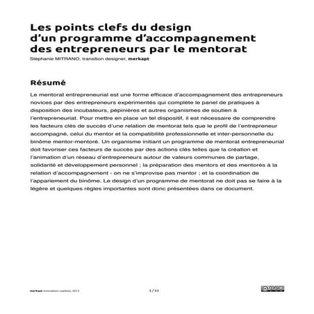 White paper mentorat entrepreneurial
