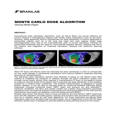 Monte Carlo Dose Algorithm Clinical White Paper | PDF