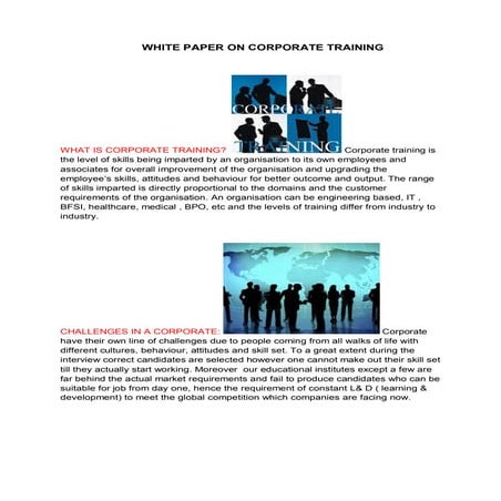 White paper on corporate training