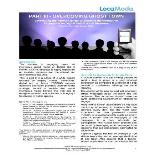 White Paper Part 3 Overcoming Ghost Town