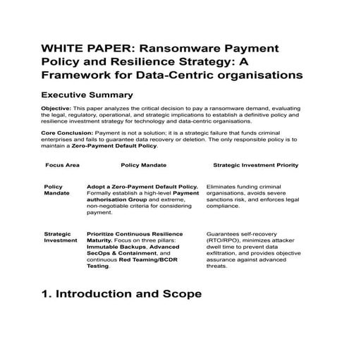 WHITE PAPER_ Ransomware Payment Policy and Resilience Strategy_ A ...