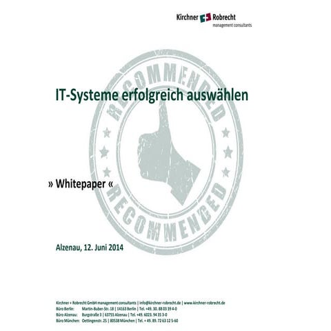 Kirchner + Robrecht-White Paper "IT-Systeme erfolgreich auswählen"