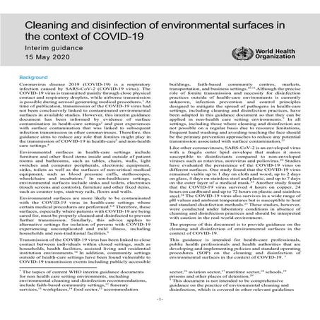 CDC Guidance for Cleaning & Disinfecting | PDF