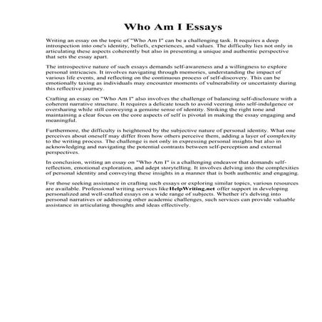 Who Am I Essays | PDF