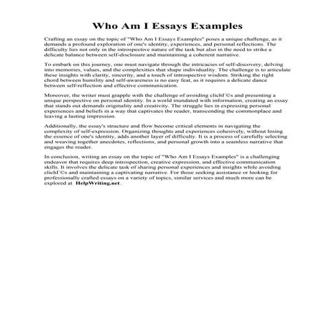 Who Am I Essays Examples