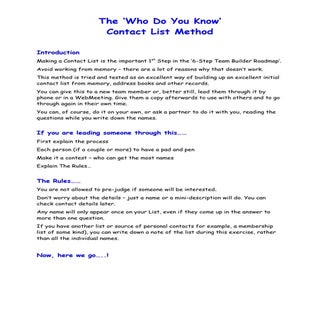 Who Do You Know  List Making Method