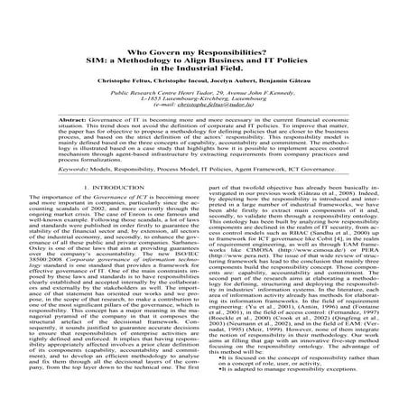 Who govern my responsibilities sim a methodology to align business and it pol...