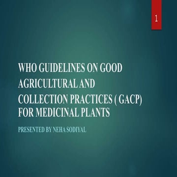 Who guidelines on good agricultural and collection practices  medicinal plants