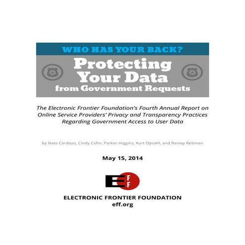 Who Has Your Back 2014: Protecting Your Data From Government Requests