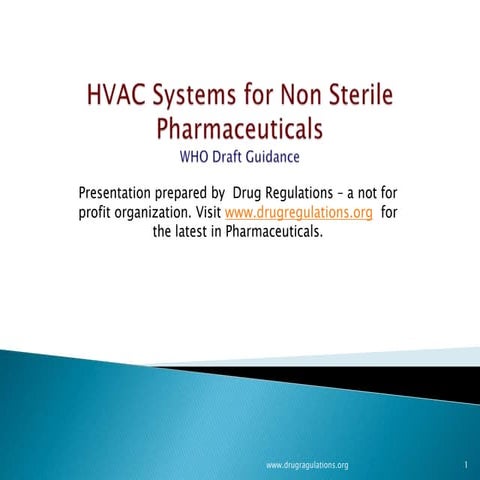 WHO Guidance on HVAC  Systems for Non Sterile Pharmaceuticals