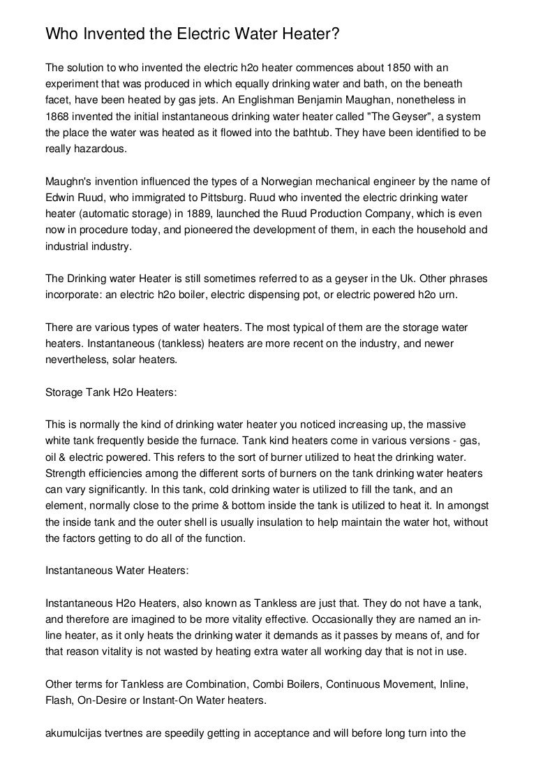 Who Invented the Electric Water Heater?